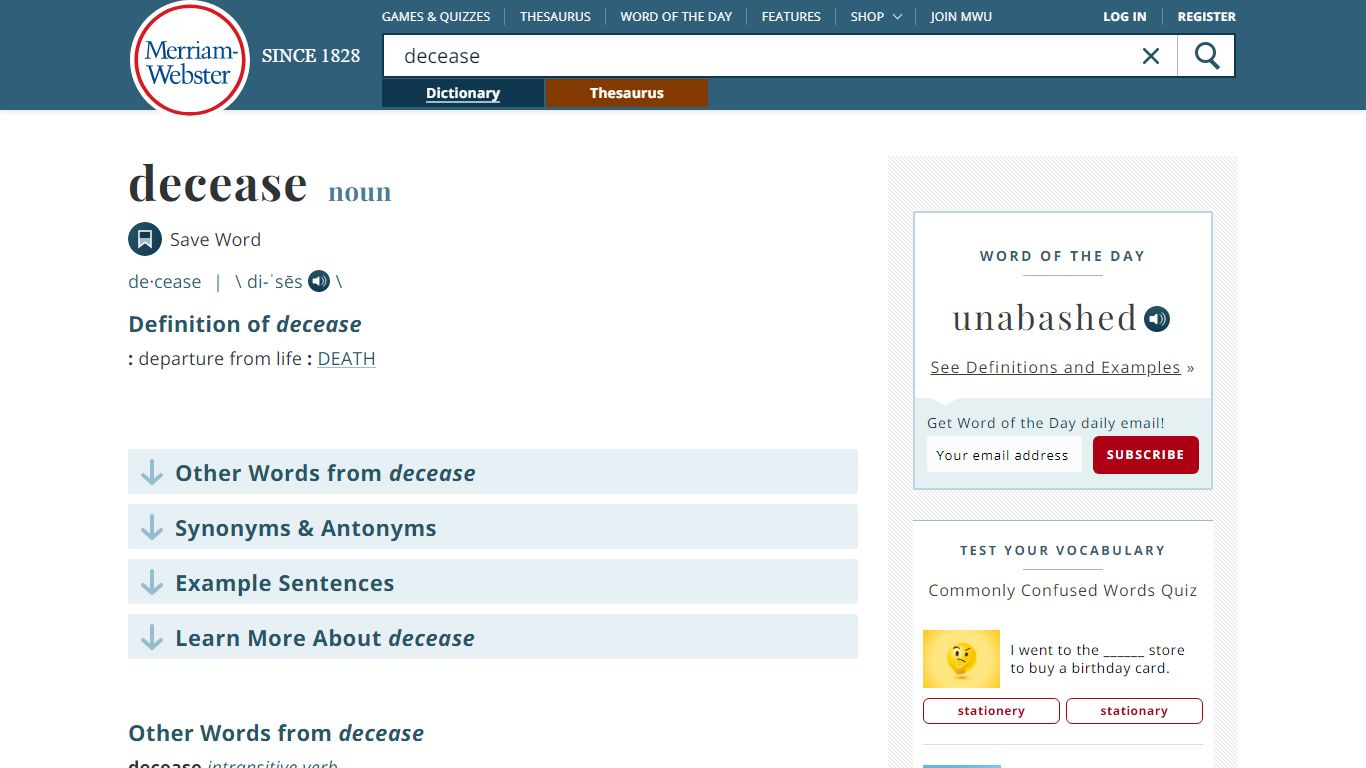 Decease Definition & Meaning - Merriam-Webster